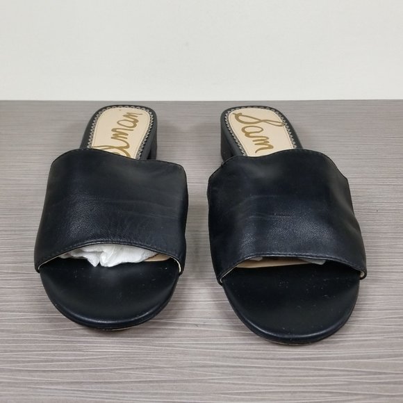 Sam Edelman Kenz Slide Sandal, Black Leather, Womens Size 8 M / 38 - Picture 2 of 13